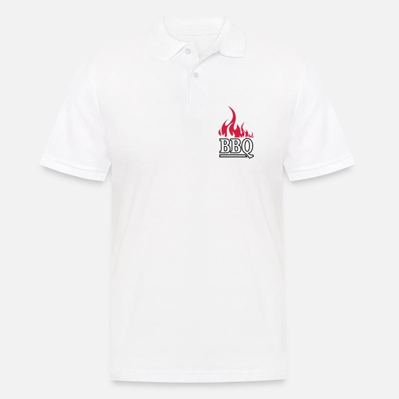 Flammenrot Barbeque BBQ - Männer Poloshirt - Weiß