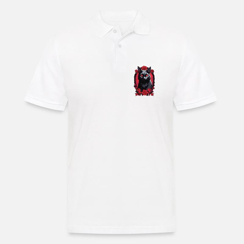 Gothic Schwarze Katze Porträt - Männer Poloshirt - Weiß