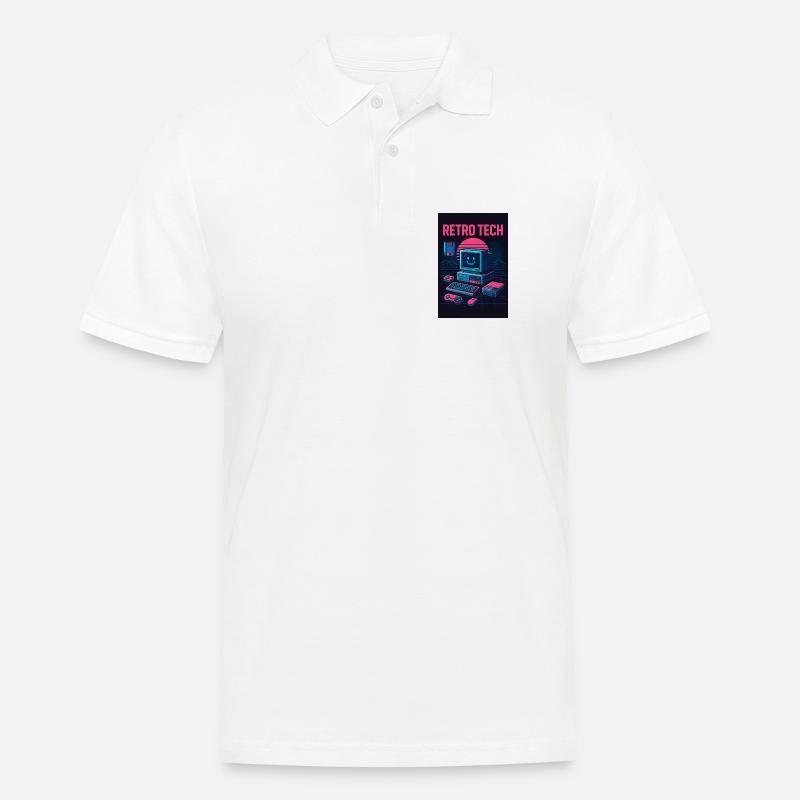 Retro Tech Computer Grafikdesigner mit Lächeln - Männer Poloshirt - Weiß