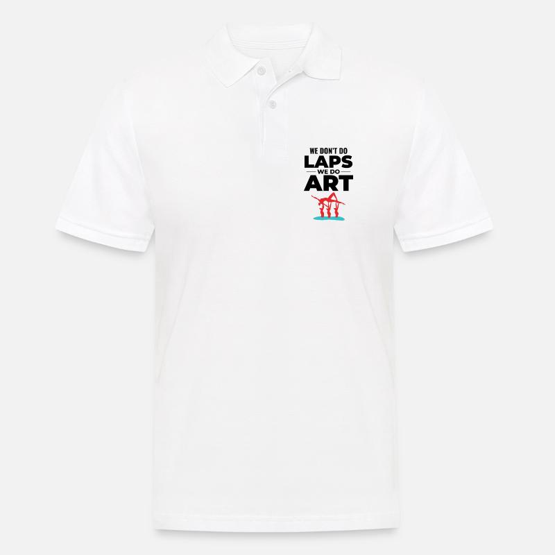 Dynamische akrobatische Silhouette Synchronschwimmen - Männer Poloshirt - Weiß