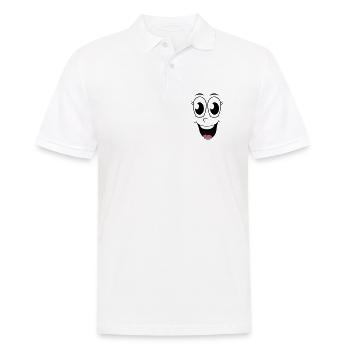 Glückliches Gesicht - Männer Poloshirt - Weiß - Vorne - Kai (181cm)