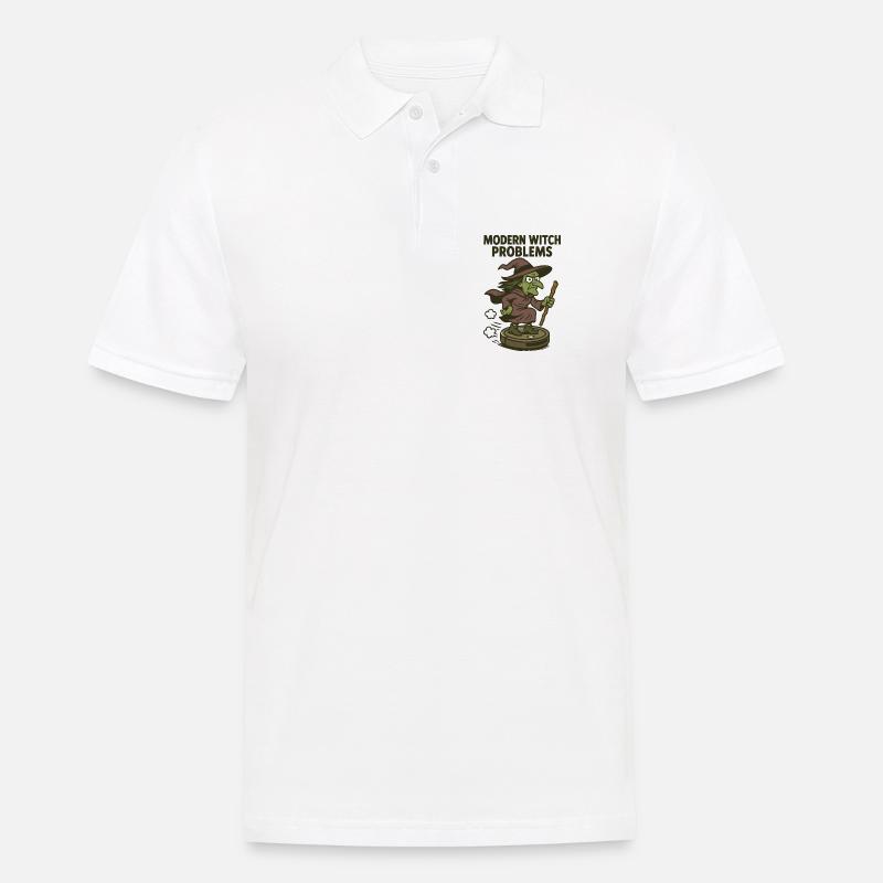 Modern Witch Problems – Lustiges Hexen Design - Männer Poloshirt - Weiß
