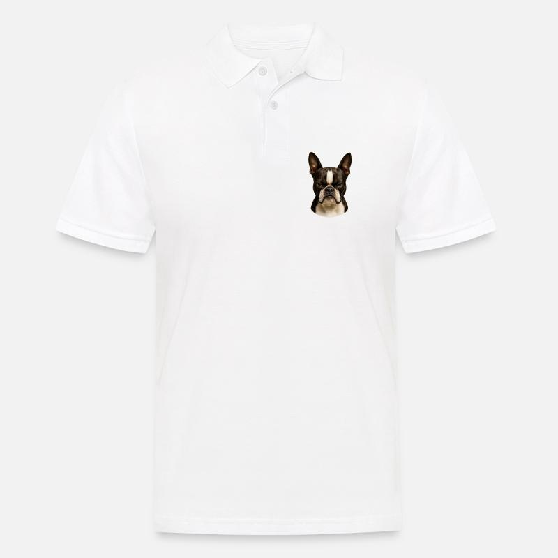 Eindrucksvoller Boston Terrier Blick - Männer Poloshirt - Weiß