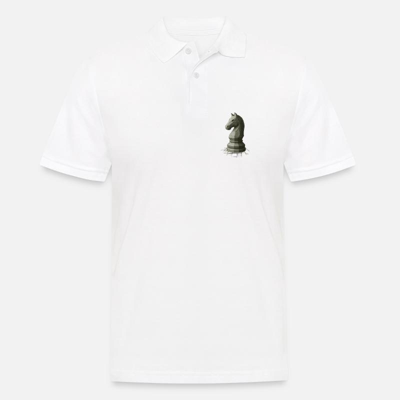 Low Poly Schach Springer Design - Männer Poloshirt - Weiß