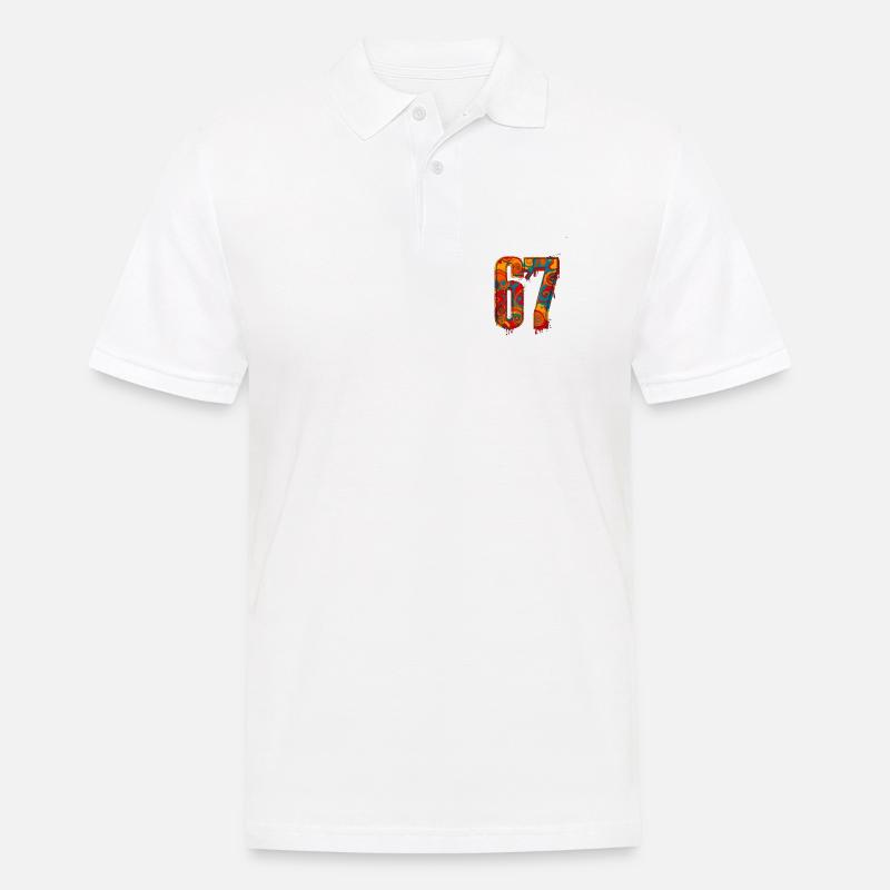 Psychedelic 67 Digits - Männer Poloshirt - Weiß