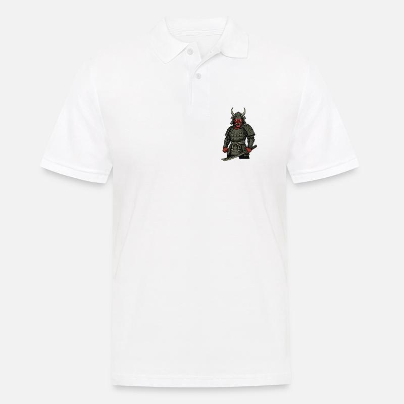 Oni Samurai - Dämonischer Krieger - Männer Poloshirt - Weiß
