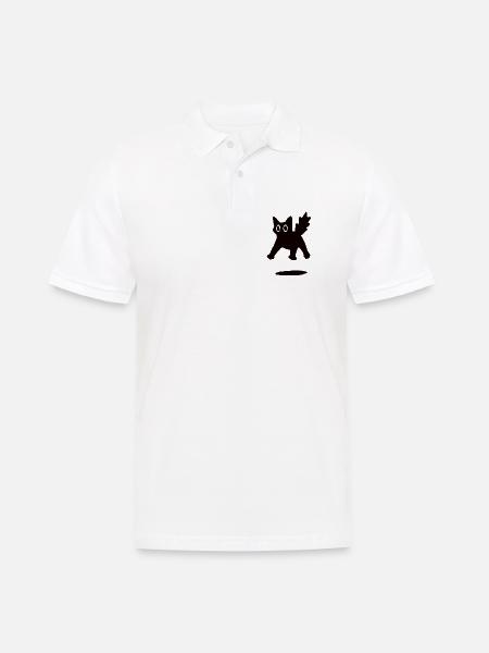 Scared Cat Illustration - Männer Poloshirt - Weiß