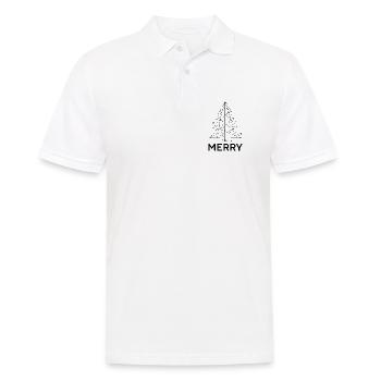 MERRY Chrismas - Weihnachtsbaum Minimalistisch - Männer Poloshirt - Weiß - Vorne - Kai (181cm)