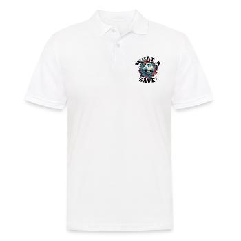 Fußball ball - What a Save! - Männer Poloshirt - Weiß - Vorne - Kai (181cm)
