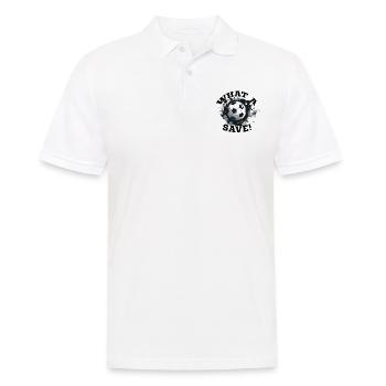 Balle de football - Quelle sauvegarde! - Polo Homme - blanc - Devant - Kai (181cm)