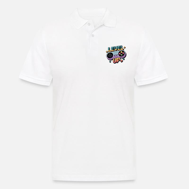 Level Up – Gaming Controller - Männer Poloshirt - Weiß