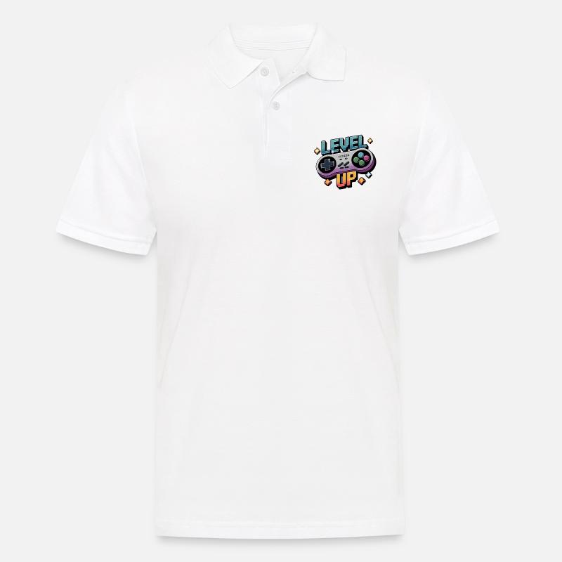 Level Up – Gaming Controller - Männer Poloshirt - Weiß