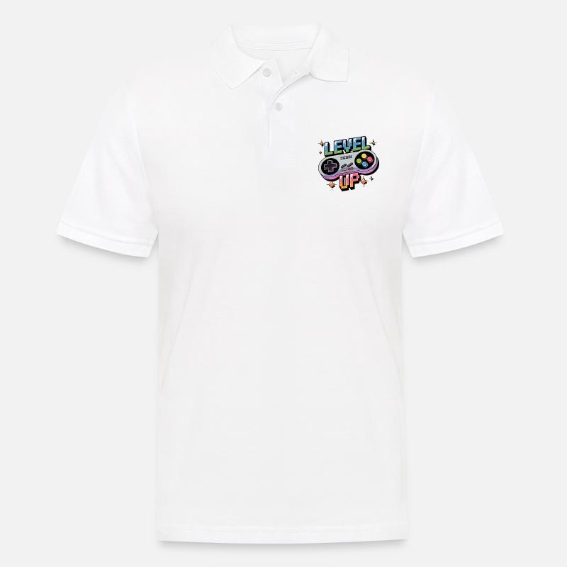 Level Up – Gaming Controller - Männer Poloshirt - Weiß
