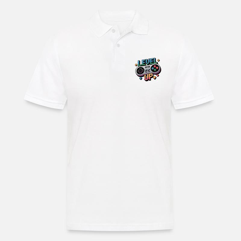 Level Up – Gaming Controller - Männer Poloshirt - Weiß