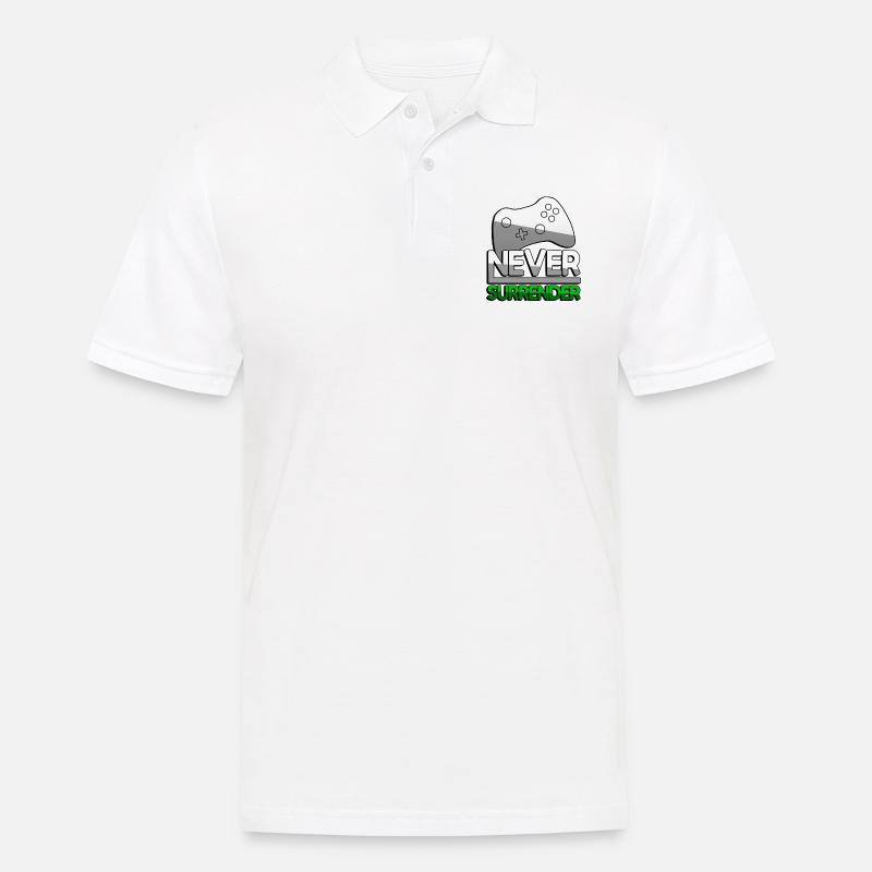 NEVER SURRENDER (Grün) + Controller - Gaming - Männer Poloshirt - Weiß