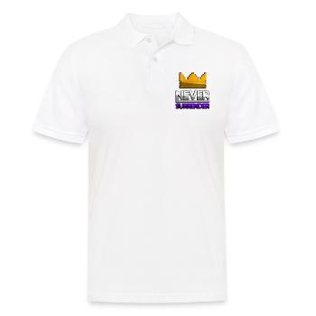 NEVER SURRENDER (Purple) + King Crown - Gaming - Men's Polo Shirt - white - Front - Kai (181cm)