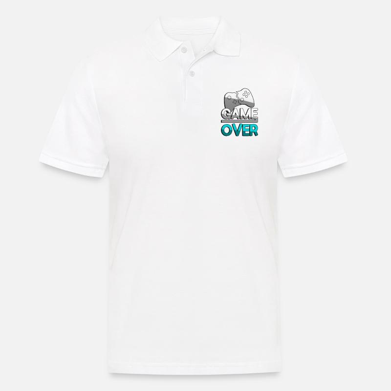 GAME OVER (Türkis) + Controller - Gaming - Männer Poloshirt - Weiß