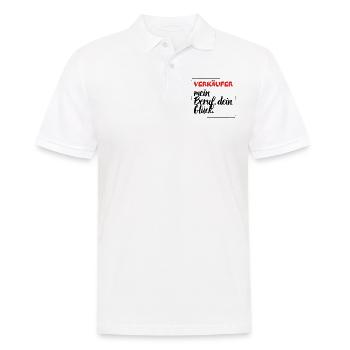 Verkäufer - Mein Beruf, Dein Glück. - Männer Poloshirt - Weiß - Vorne - Kai (181cm)