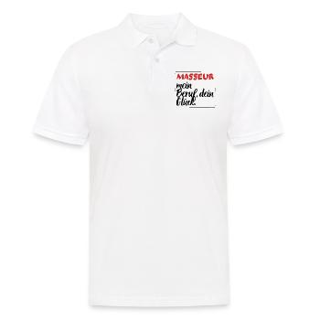 Masseur - Mein Beruf, Dein Glück. - Männer Poloshirt - Weiß - Vorne - Kai (181cm)