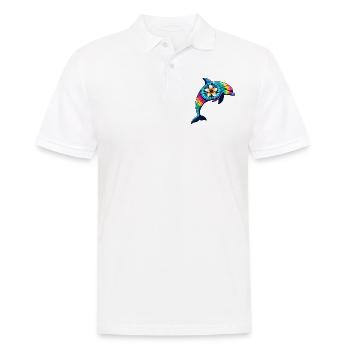 Tie Dye Delfin Urlaub 2024 Hawaii - Männer Poloshirt - Weiß - Vorne - Kai (181cm)