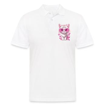 Kätzchen im Urlaub 🐾 - Männer Poloshirt - Weiß - Vorne - Kai (181cm)