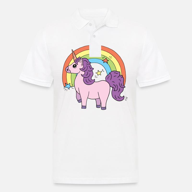 Einhorn Elsbeth vor einem Regenbogen - Männer Poloshirt - Weiß