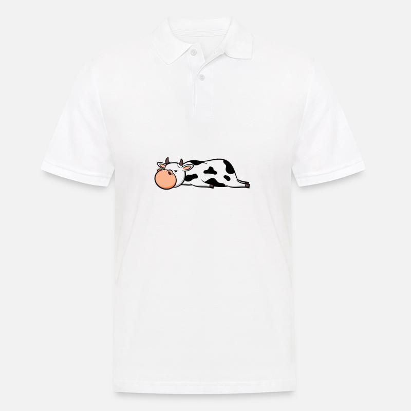 Müde Kuh | Geschenk süß süß - Männer Poloshirt - Weiß