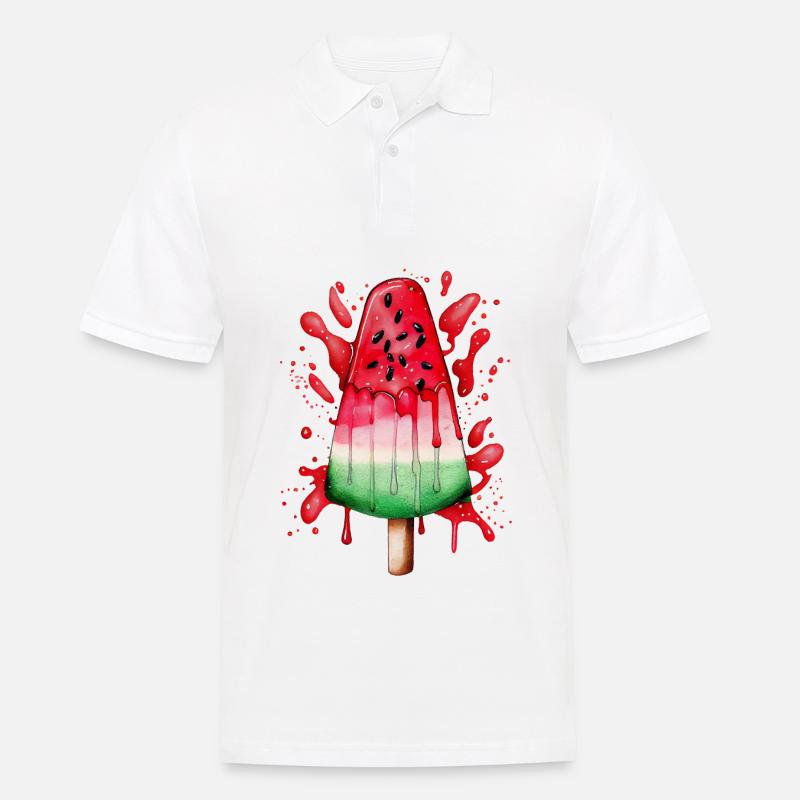 Pastèque Glace Crème glacée à la pastèque - Polo Homme - blanc