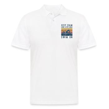 Vintage Keep Calm and Swim On Natation Cadeau - Polo Homme - blanc - Devant - Kai (181cm)