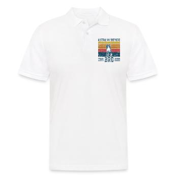 Chien Aussie Shepherd Bro - Vintage Bro - Polo Homme - blanc - Devant - Kai (181cm)