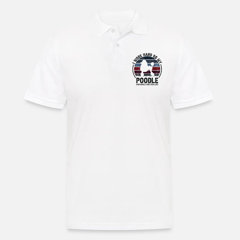 Work Hard - Retro Poodle - Men's Polo Shirt - white