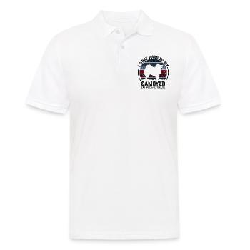 Hart Arbeiten - Retro Samoyed - Männer Poloshirt - Weiß - Vorne - Kai (181cm)