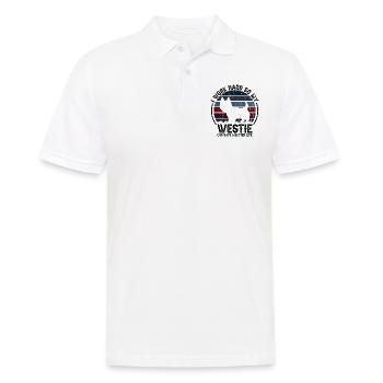 Work Hard - Retro Westie - Men's Polo Shirt - white - Front - Kai (181cm)