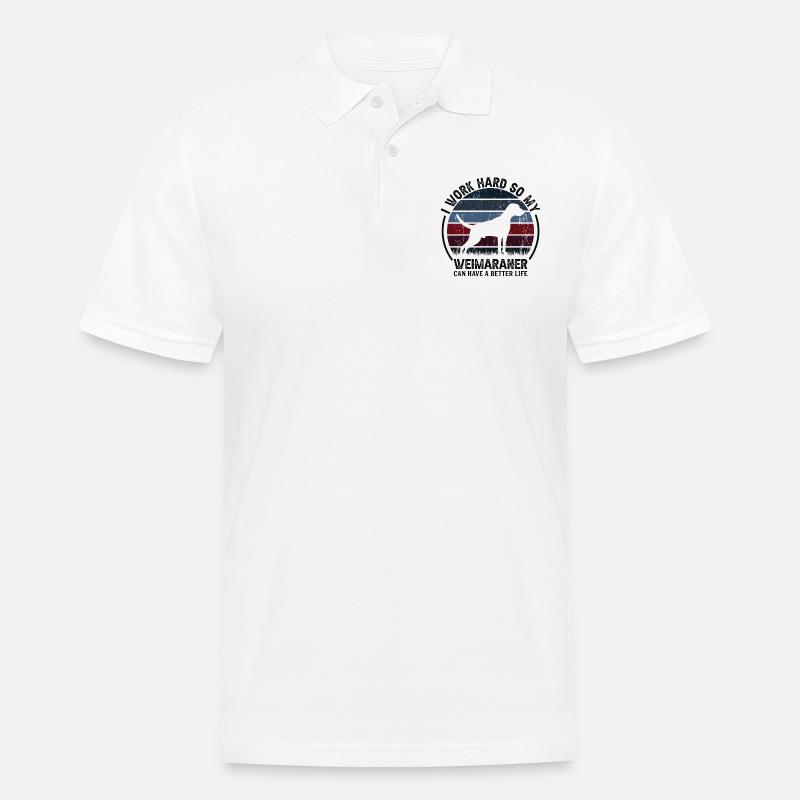 Arbeit Hart - Retro Weimaranerer - Männer Poloshirt - Weiß
