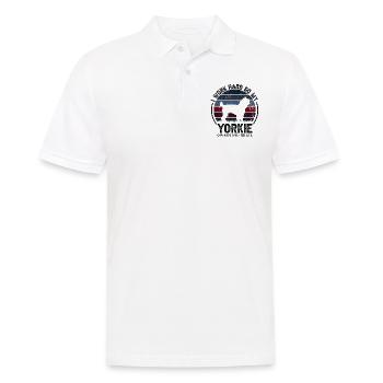 Arbeit Hart - Retro Yorkie - Männer Poloshirt - Weiß - Vorne - Kai (181cm)