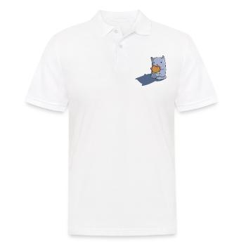 Cat eats hamburger - Men's Polo Shirt - white - Front - Kai (181cm)