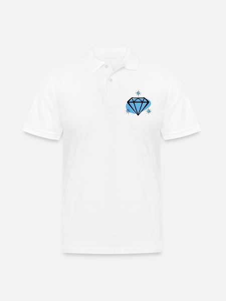 Bijoux de pierres précieuses de diamants scintillants - Polo Homme - blanc