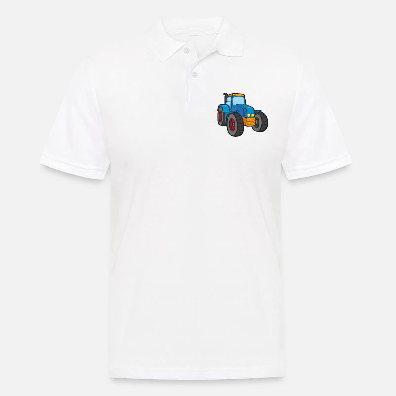 Blauer Traktor - Männer Poloshirt - Weiß