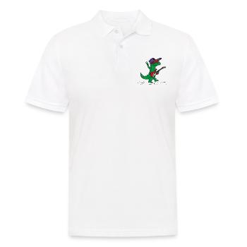 Gitarren Dinosaurier - Männer Poloshirt - Weiß - Vorne - Kai (181cm)