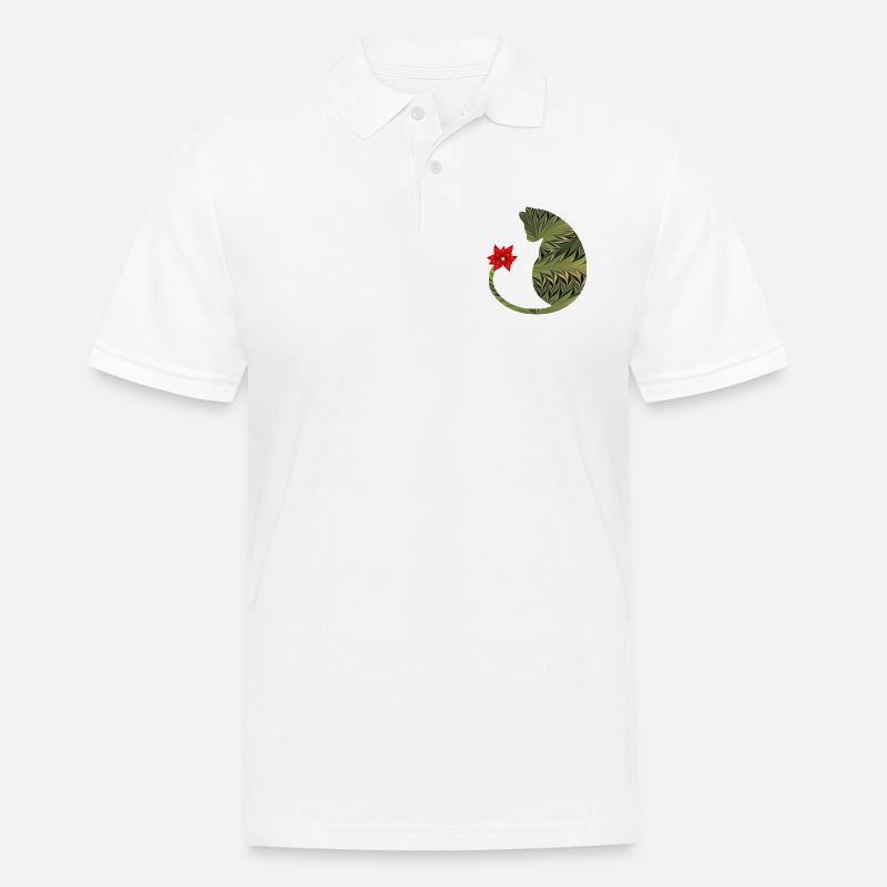 chat avec fleur e 101 - Polo Homme - blanc
