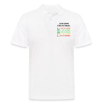 je me donne a 100% au travail, humour - Polo Homme - blanc - Devant - Kai (181cm)