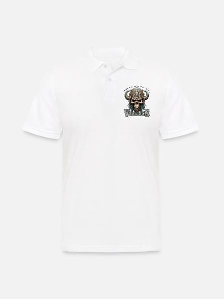 Ein Totenkopf mit Wikingerhelm - Männer Poloshirt - Weiß