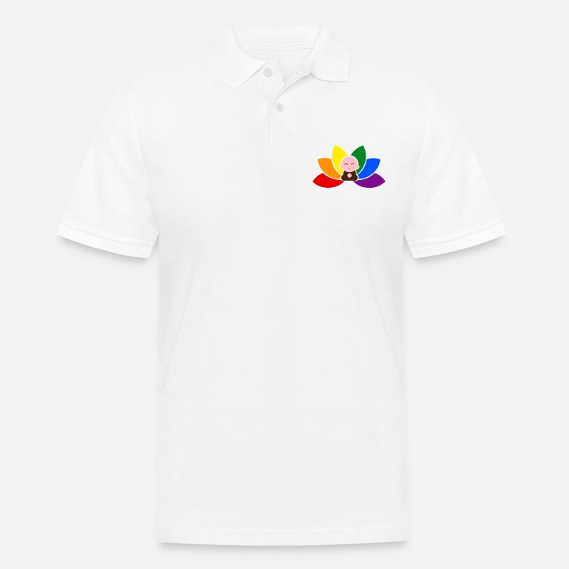 Little monk - Pride lotus - Männer Poloshirt - Weiß