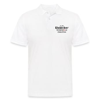 Ich bin Elektriker - Widerstand zwecklos - Ohm - Männer Poloshirt - Weiß - Vorne - Kai (181cm)