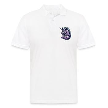 Einhorn Muskeln Bodybuilding - Männer Poloshirt - Weiß - Vorne - Kai (181cm)