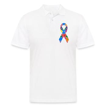 Puzzle de ruban de sensibilisation à l'autisme coloré - Polo Homme - blanc - Devant - Kai (181cm)