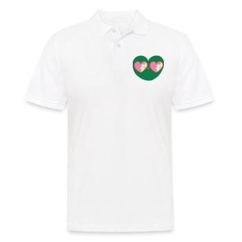 Retro Green Heart Mascot with Daisy Sunglasses - Men's Polo Shirt - white - Front - Kai (181cm)