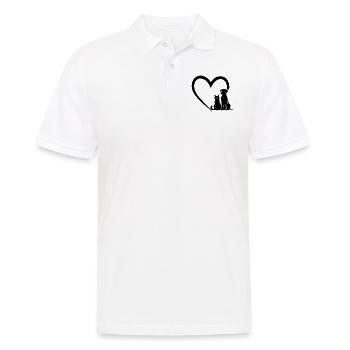 Dog Puppy and Baby Cat Heart, Animal Dog Cat Heart - Polo Homme - blanc - Devant - Kai (181cm)
