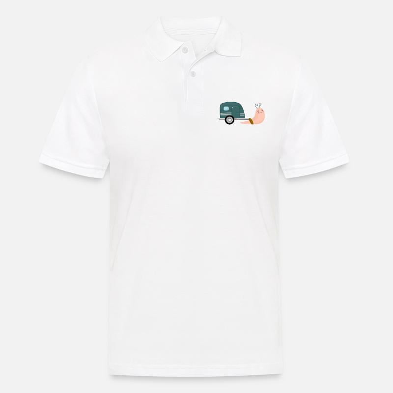 Escargot avec camping caravane - Polo Homme - blanc
