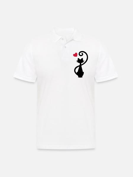 Chat - chat dame - chat - chat - minou - Polo Homme - blanc